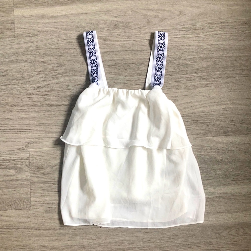 Flowy Tiered Top with Accent Embroidered Straps